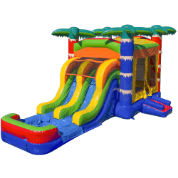 Green Rainbow Bounce House Combo (Wet or Dry)