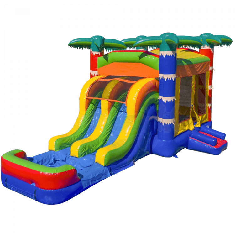 Green Rainbow Bounce House Combo (Wet or Dry)